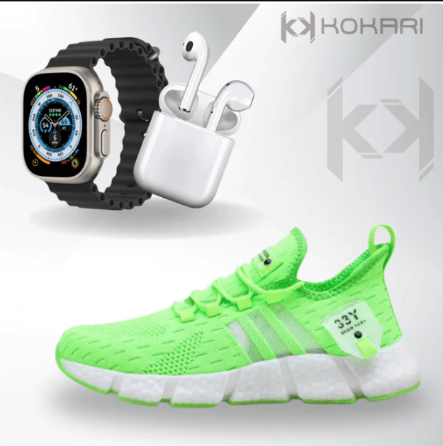 Combo RUNNER! Smartwatch ULTRA 8 + Tenis RUNFIT + Fone Bluetooth Airdots - brilho boutique